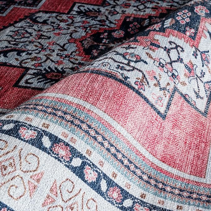 Fame Rugs Turkish Rug. Washable Vintage Oriental Antique Inspired Traditional Doormat Small Modern Area Rugs Luxury Entryway Entry Bedroom Bathroom Kitchen (399TN, 2'5 x 5')