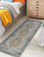 Keen Home Design 2x7 Rug - Machine Washable Runner Rug with Non-Slip Backing, Ideal for Hallway, Entryway, Kitchen, Laundry Room - Vintage, Easy Clean, Durable, Low Pile - (2'6" x 7')