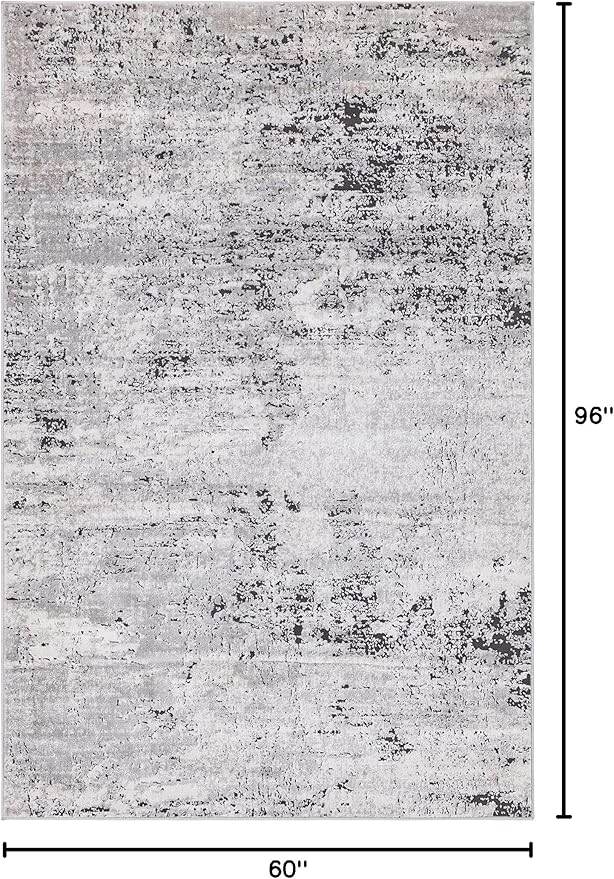 Rugs.com Leipzig Collection Area Rug – 5X8 Grey Low-Pile Rug Perfect for Bedrooms, Dining Rooms, Living Rooms