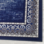 Antep Rugs Alfombras Bordered Modern 5x7 Non-Slip (Non-Skid) Low Pile Rubber Backing Indoor Area Rug (Navy, 5' x 7')