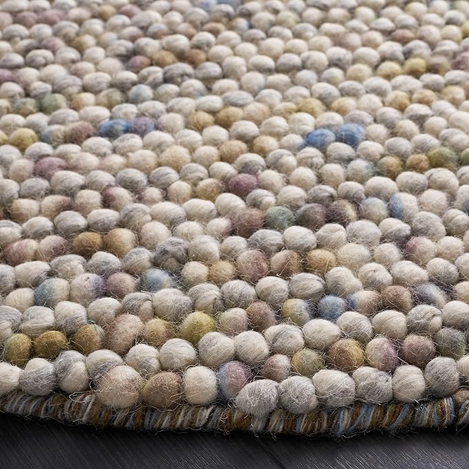 Safavieh Natura Collection Accent Rug - 3' Round, Ivory & Multi, Handmade Wool Blend, Textured Design, Ideal for Living Room, Bedroom, Dining Space (NAT620D)