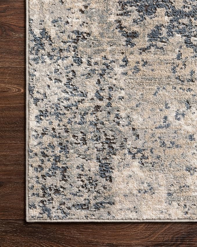 Loloi Teagan Collection TEA-07 Natural/Denim 2'-8" x 4' Accent Rug, Large, Soft Neutral Rug, High-Traffic for Living Room, Bedroom, Home Office, Dining Area