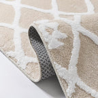 Ivory 4x6 Area Rug Moroccan Shag Office Washable Carpet Soft Non Shedding Neutral Boho Doormat Plush Pile Modern Throw Rug for Entryway Kitchen Dining Room Bedroom Living Room