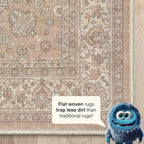 Well Woven Asha Rome Beige Cream 2'3" x 7'3" Runner Rug - Oriental Floral Pattern, Easy Clean, Floor-Friendly Backing - for Hallway, Entryway, and Kitchen