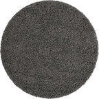 Unique Loom Solid Shag Collection Area Rug (5' 1" Round Graphite Gray)