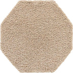 Unique Loom Solid Shag Collection Area Rug (4' Octagon, Taupe)