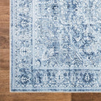 Bloom Rugs Washable Non-Slip 3' x 5' Rug - Ivory/Denim Blue Traditional Medallion Area Rug for Living Room, Bedroom, Dining Room, and Kitchen - Exact Size: 3' x 5'