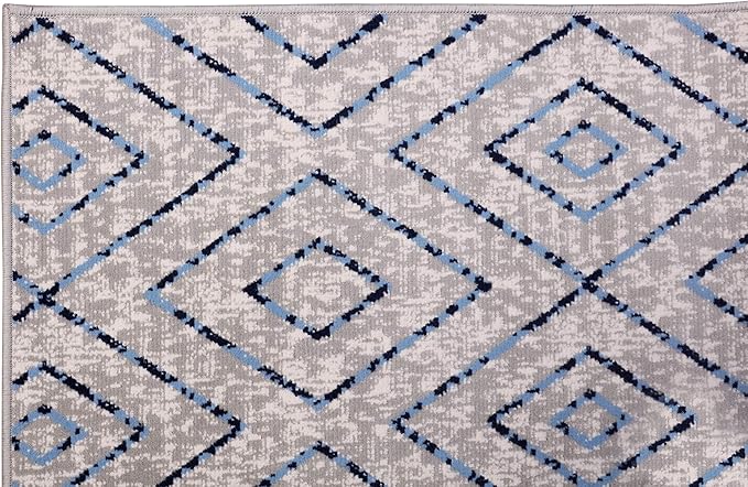 Furnish my Place Diamond Pattern Area Rug - 5 ft. x 8 ft., Light Grey, Moroccan, Transitional Rug with Geometric Style