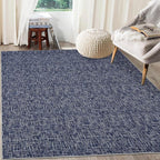 RUGSREAL Area Rug 5x7 Machine Washable Area Rug for Living Room Non-Slip Stain Resistant Modern Abstract Rug Contemporary Solid Color Throw Rug Foldable Accent Floor Carpet for Dining Room, Blue