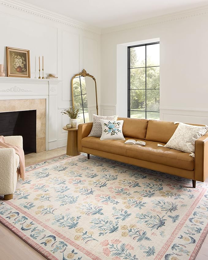 Loloi Rifle Paper Co. Eden Collection EDE-01 Mughal Rose Blush 2'-3" x 3'-9" Accent Rug feat. CloudPile™