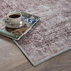 Fame Rugs Turkish Rug. Washable Vintage Oriental Antique Inspired Traditional Doormat Small Modern Area Rugs Luxury Entryway Entry Bedroom Bathroom Kitchen (397CB, 2'5 x 9'8)