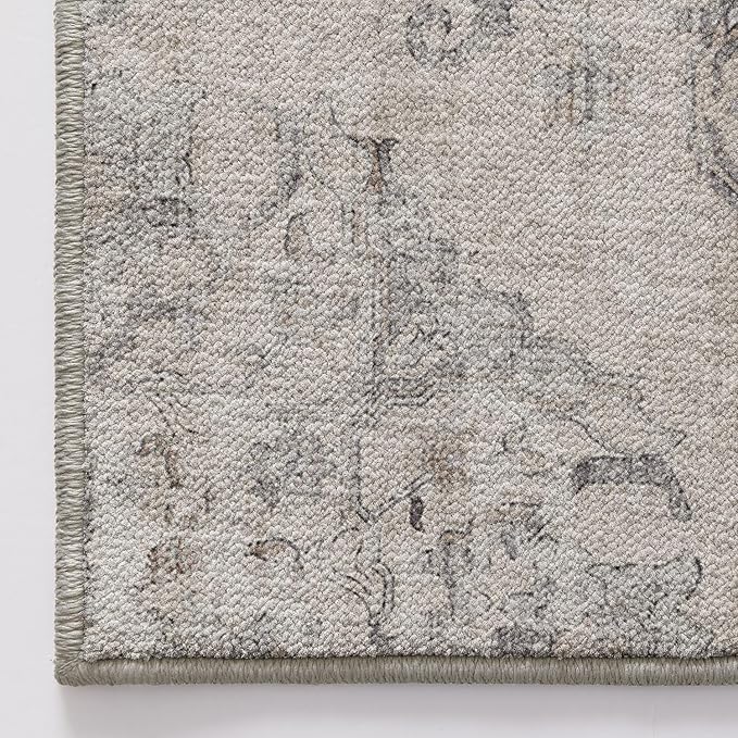 LUMI Washable 5x8 Area Rug for Living Room, Ultra Soft Vintage Rug with TPE Non Slip Backing, Stain Resistant, Low Profile Carpet High Traffic for Bedroom, Dining Room