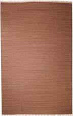 Rugsotic Carpets Hand Woven Flat Weave Kilim Wool 6'x9' Area Rug Solid Light Brown D00111