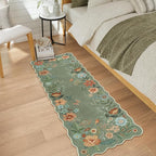 Lahome Floral Washable Runners for Hallways, 2x5 Kitchen Runner Ultra-Thin, Non-Slip Soft Hallway Rug Stain Resistant Boho Low-Pile Carpet for ‎Laundry Bathroom Bedroom(2x5ft,Green)