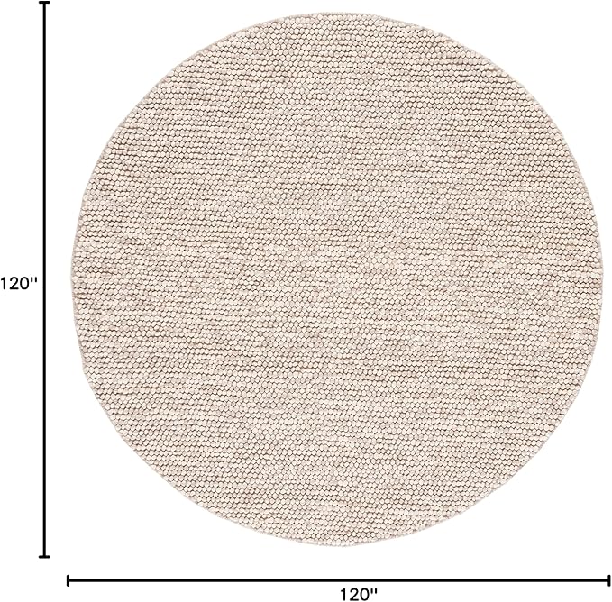 SAFAVIEH Natura Collection Area Rug - 10' Round, Beige, Handmade Wool Blend, Textured Design, Ideal for Living Room, Bedroom, Dining Space (NAT620B)