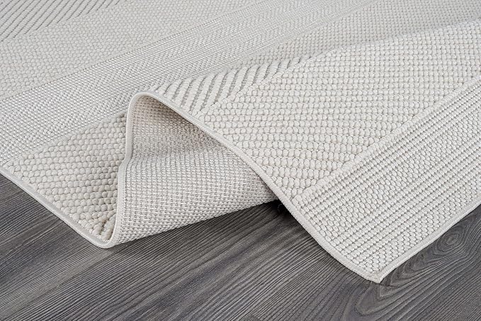Beverly Rug Micro Loop Area Rug White 6x9 Modern Luxury Soft Boho Geometric Durable Indoor Area Rugs for Living Dining Room Office Stain Resistant Non Shedding Casual Indoor Carpet White 6 x 9