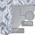 KILOCOCO Boho Entryway Rug 3x5 Area Rug Washable Non Slip Grey Throw Rugs Soft for Kitchen Living Room Dining Bedroom Rugs Geometric Moroccan Carpet