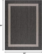 CAMILSON Outdoor Rug 5x7,Modern Outside Rugs for Patios Porches Waterproof Durable Washable Non-Shedding, Easy-to-Clean Indoor Outdoor Area Carpet (5 x 7, Bordered - Dark Gray/Light Gray)