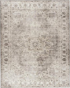 ReaLife Rugs Machine Washable Area Rug - Stain Resistant,Non-Shed - Eco-Friendly,Non-Slip, Family & Pet Friendly - Made from Premium Recycled Fiber - Vintage Bohemian Medallion - Beige Ivory, 3' x 5'