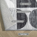 MUJOO 6x9 Area Rug,Washable Rugs for Living Room Bedroom Dining Room,Large Boho Throw Floor Carpet Non Slip Soft Modern Abstract Black and Grey