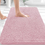 OLANLY Bathroom Rugs 36x24, Extra Soft Absorbent Chenille Bath Rugs, Rubber Backing Quick Dry, Machine Washable Bath Mats for Bathroom Floor, Tub and Shower, Home Decor Accessories, Dusty Rose