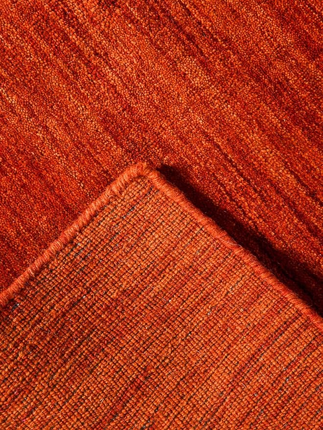 Hand Knotted Loom Wool ECO-Friendly Area Rugs - 5'x8', Rectangle, Light Red Color, Solid Plain Design, High Pile Handmade Anti Skid Area Rugs for Living Room, Bed Room (L00111)