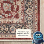 Well Woven Asha Rome Red 9'10" x 13' Area Rug - Oriental Floral Pattern, Easy Clean, Floor-Friendly Backing - for Living Room, Bedroom, and Dining Room