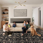 Area Rug Non Slip Machine Washable Ultra Soft Living Room/Bedroom/Kitchen/Outdoor/Classroom Black Gold, 8'×10'