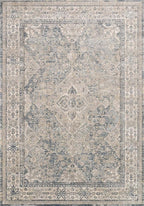 Loloi Teagan Collection TEA-04 Sky/Natural 5'-3" x 7'-6" Area Rug, Large, Soft Neutral Rug, High-Traffic for Living Room, Bedroom, Home Office, Dining Area