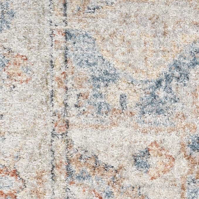 Nourison Home Astra Machine Washable Denim Multicolor 4' x 6' Area Rug - Easy Clean, Non Shedding, Bed Room, Living Room, Dining Room, Kitchen (4' x 6')