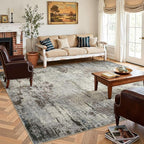 Area Rug Living Room Rugs - 9x12 Washable Large Soft Indoor Neutral Modern Abstract Low Pile Rug Carpet for Bedroom Dining Room Farmhouse Home Office - Brown Rust