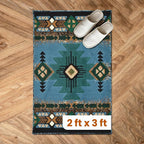 YHSF South West Native American Area Rug C318 - Easy Clean, Thick, Soft, Durable Native Tribal American Indian Inspired Rug for Bedroom/Living Room and More - Blue-Green, 2 Feet x 3 Feet 4 Inches