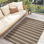 Lahome Striped Easy Jute Rug, 3x5 Outdoor Patio Porch Rug Washable Rugs for Entryway, Indoor Outdoor Living Room Carpets, Farmhouse Neutral Non Slip Carpet for Backyard Bedroom RV, Khaki
