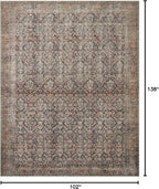 Loloi Amber Lewis Billie Collection, Ink & Salmon 8'-6" x 11'-6" Area Rug – Antique & Distressed Accent Rugs for Living Room, Bedroom, Entryway & Hallway, No Shed High Traffic Area Home Decor Rug