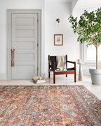 Loloi Layla Collection LAY-02 Spice/Marine 2'-0" x 5'-0" .13" Thick Accent Rug, Soft, Durable, Vintage Inspired, Distressed, Low Pile, Non-Shedding, Easy Clean, Printed, Living Room Rug