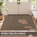 BEQHAUSE Dirt Trapper Door Mat 32" x 48", Non-Slip Washable Doormats Entrance Mat, Dirt Resistant and Absorbent Welcome Mat, Low Profile Floor Mats for Front Back Door and Entryway, Brown