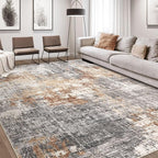 Area Rug Living Room Rugs - 6x9 Washable Large Soft Indoor Neutral Modern Abstract Low Pile Rug Carpet for Bedroom Dining Room Farmhouse Home Office - Grey Brown