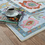 Fame Living Colorful Oushak Rug, Modern, Vintage, Turkish, Eclectic, Floral, Pastel, Washable, Oversized, Extra Large Area Rugs for Living Room, Dining, Bedroom, Lounge 9'5"x14'