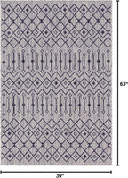 Unique Loom Outdoor Trellis Collection Area Rug - Tribal Trellis (3' 3" x 5' 3" Rectangle, Gray/ Black)