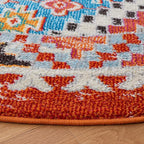 SAFAVIEH Madison Collection 6'7" Round Rust/Pink MAD418Q Boho Diamond Distressed Non-Shedding Entryway Foyer Living Room Bedroom Kitchen Area Rug