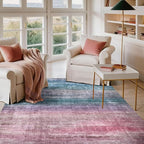 Kokia Abstract Area Rugs 8x10 Bedroom Soft Living Room Rugs Washable Distressed Vintage Comfy Red Carpet with Non-Slip Backing for Farmhouse Home Office Room Decor, Oslo Orchid