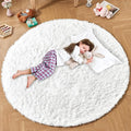 Andency White Round Area Rug for Bedroom, Soft Shag Circle Rug 6x6 for Room, Fluffy Faux Fur Carpet for Home Decor, Circular Fuzzy Plush Rug for Living Room, Playroom