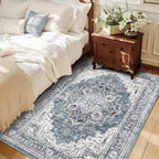 4x6 Area Rug for Bedroom Machine Washable Low Pile Vintage Distressed Rugs Stain Resistant Faux Wool Rug Ultra Soft Non-Slip Area Rugs for Living Room, Playroom, Kitchen,Home Office