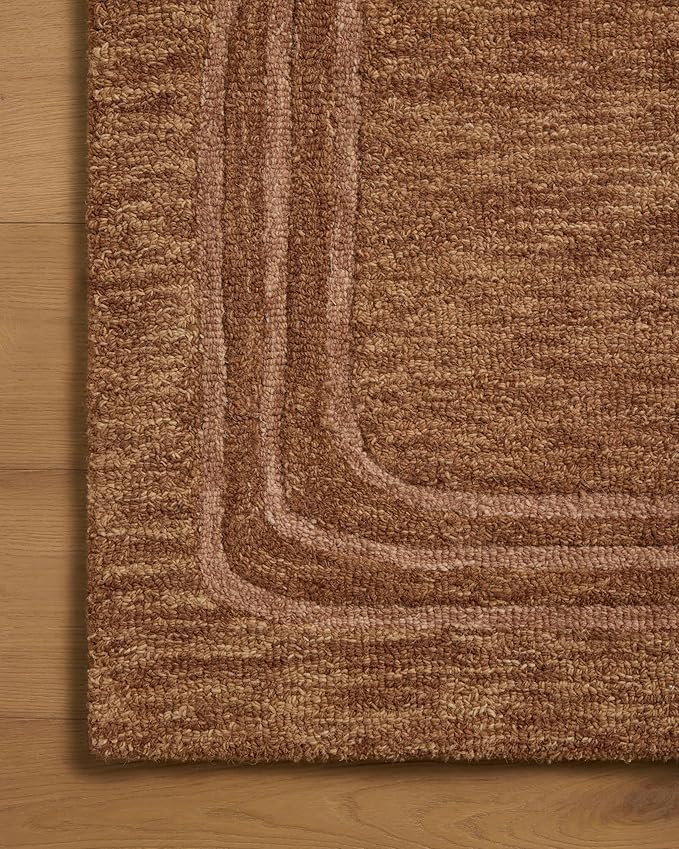 Loloi Leanne Ford Craven Collection CVN-02 Spice/Rose 5'-0" x 7'-6" Area Rug Geometrical, Patterned, Neutral, Living Room, Bedroom, Dining Room