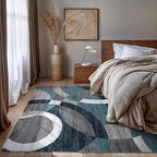 Rugshop Contemporary Abstract Circles Perfect for high Traffic Areas of Your Living Room,Bedroom,Home Office,Kitchen Area Rug 6'6" x 9' Blue
