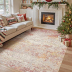 Area Rug Living Room Rugs - 9x12 Washable Large Soft Indoor Neutral Modern Abstract Low Pile Rug Carpet for Bedroom Dining Room Farmhouse Home Office - Colorful