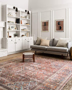 Loloi II Loren Collection LQ-13 Brick/Midnight 18" x 18", Sample Rug, Soft, Durable, Vintage, Distressed, Low Profile, Non-Shedding, Easy Clean, Living Room Rug