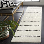SAFAVIEH Melody Collection Area Rug - 2'2" x 6' Runner, Ivory/Black, Geometric Design, Ideal for High Traffic Areas in Living Room, Bedroom, Dining (MEL114A)