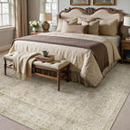 HUGEAR Retro Beige Area Rug 8x10 Machine Washable Living Room Rugs Distressed Vintage Floral Low Pile Carpet Bedroom Office Dining Room Laundry Room Non Slip Soft Lightweight