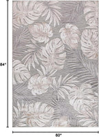 CAMILSON Indoor Outdoor Rug, Beige 5x7 Leaf Tropical Botanical Area Rugs for Indoor and Outdoor patios, Easy-Cleaning Non-Shedding Living Room, Garden and Kitchen Washable Outside Carpet (5 x 7)